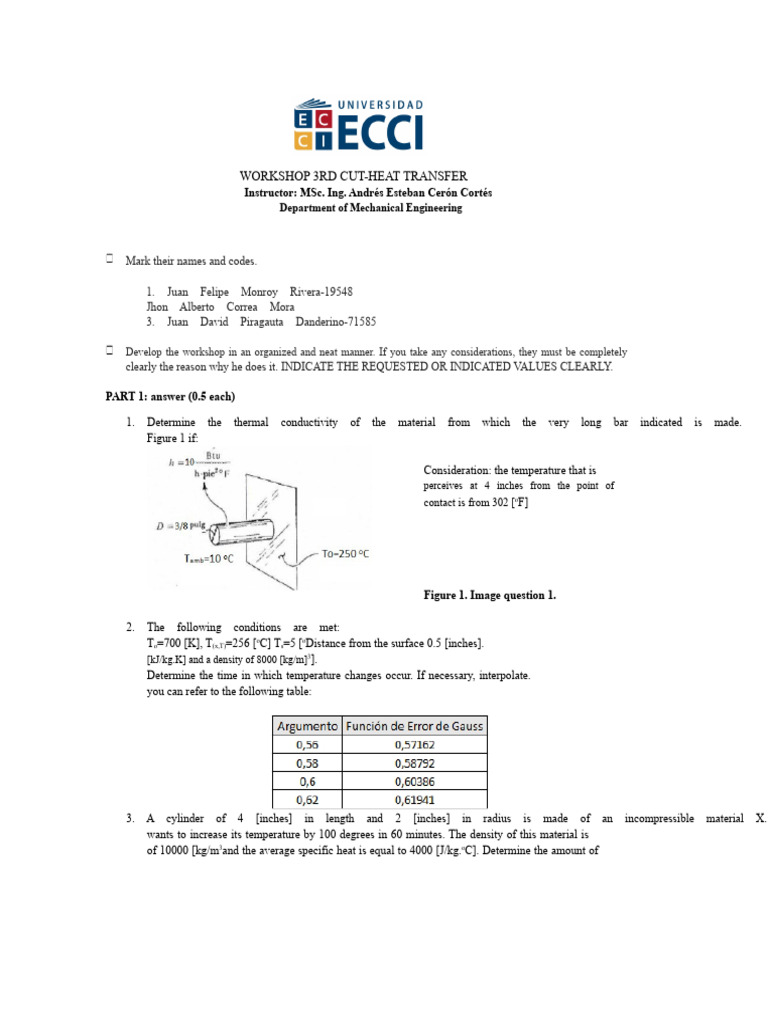 Heat Transfer Workshop Exercises | PDF | Heat Transfer | Heat
