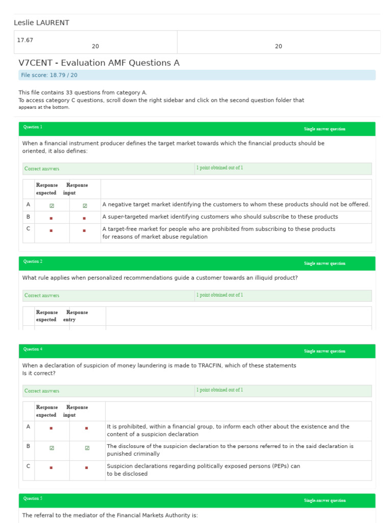 Mock Exam AMF Certification No. 20 | PDF | Bonds (Finance) | Debt