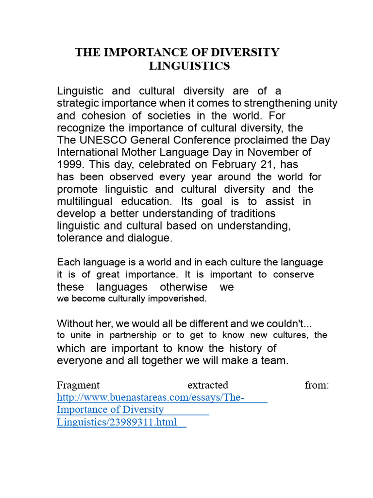 The Importance of Linguistic Diversity | PDF