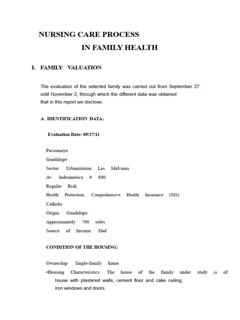 Family Health Nursing Assessment Report | PDF | Human Nose | Heart