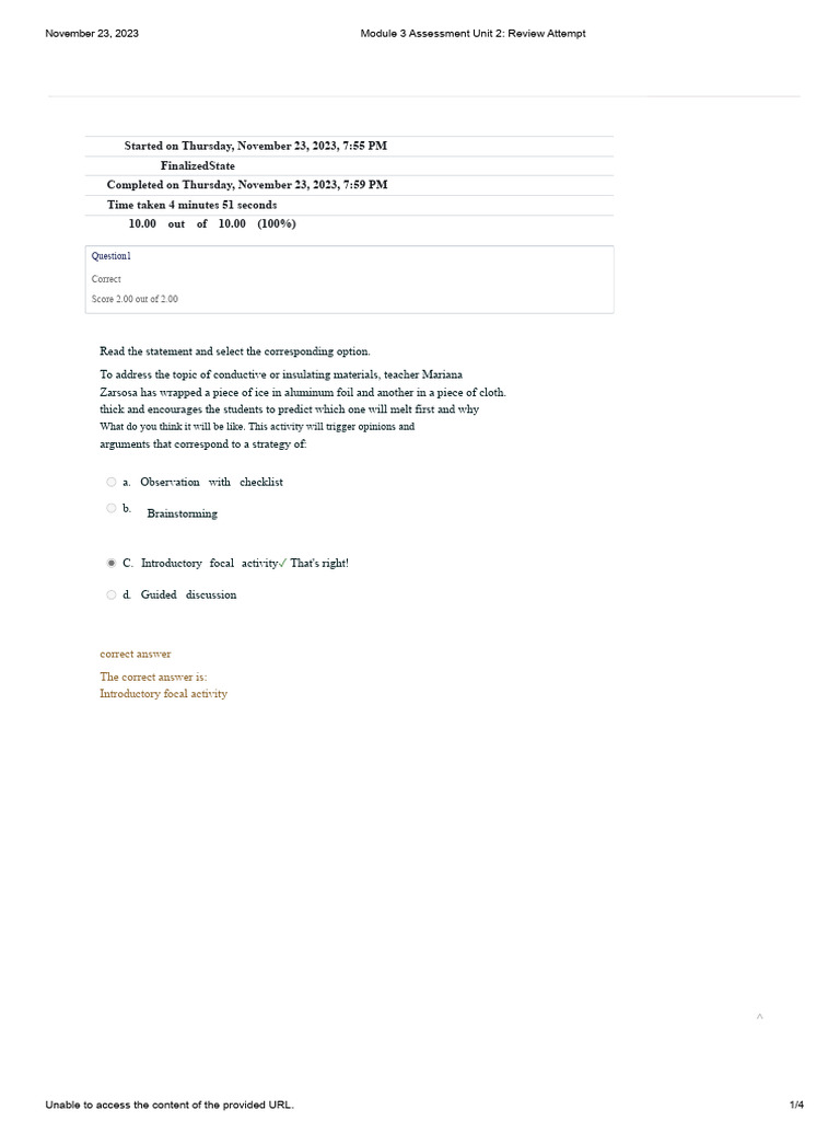 Module 3 Unit 2 Assessment Review | PDF | Cognition | Learning