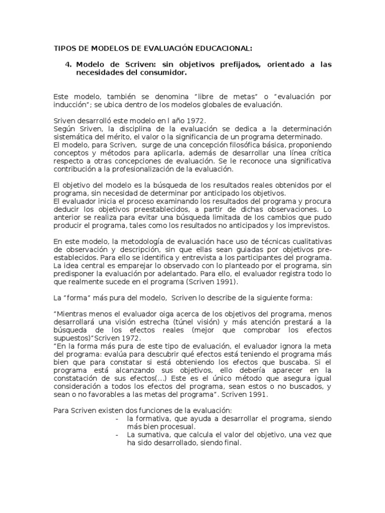02-4 Scriven-MODELOS DE EVALUACIÓN EDUCACIONAL | Descargar gratis PDF ...