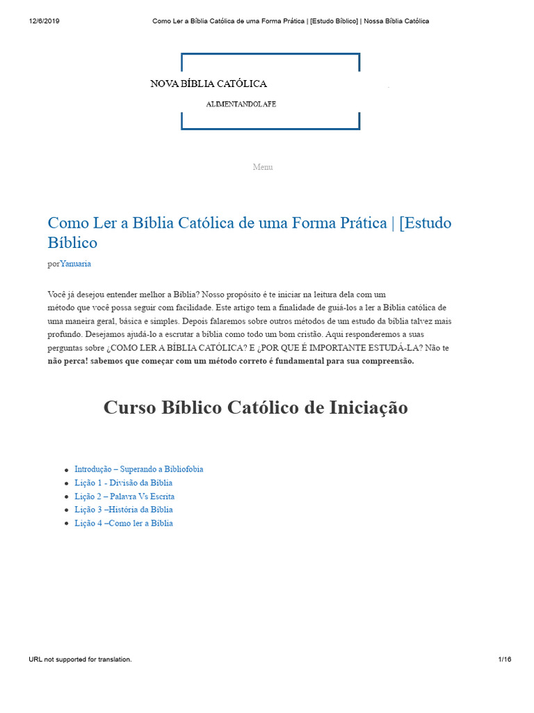 Guia Prático para Ler a Bíblia Católica | PDF | Bíblia | Novo Testamento