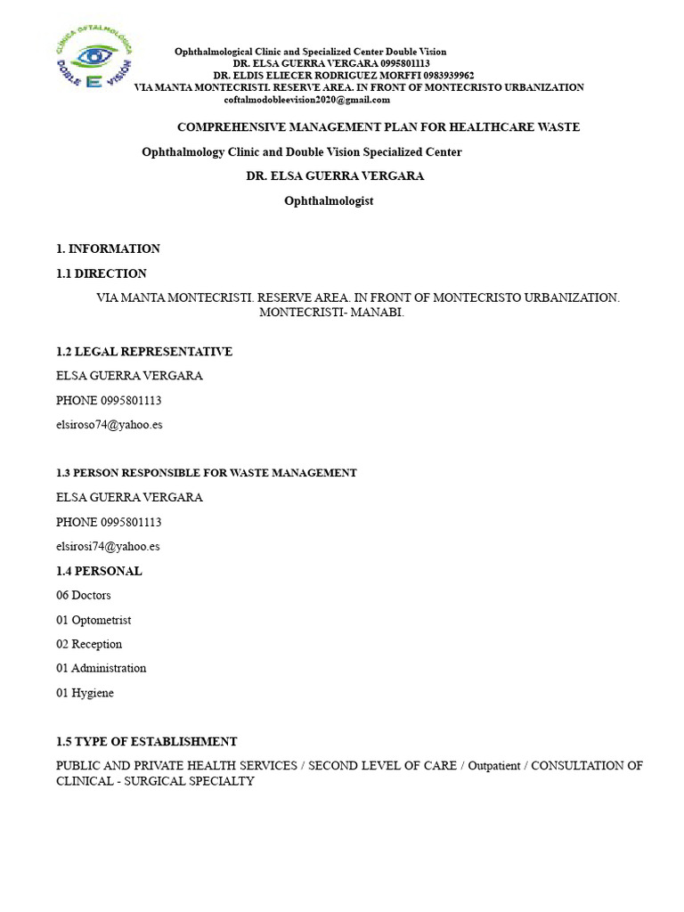 Clinical Management Plan For Ophthalmological Clinic and Double Vision ...