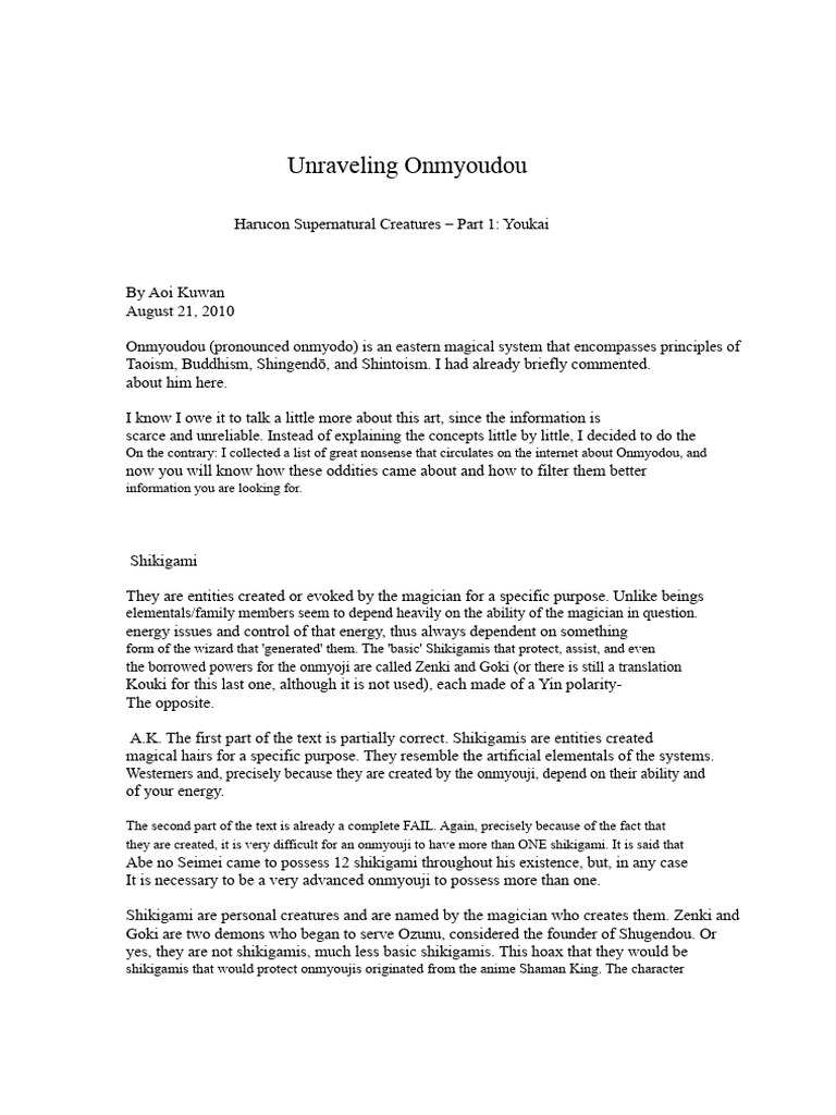 Understanding Onmyoudou Myths | PDF