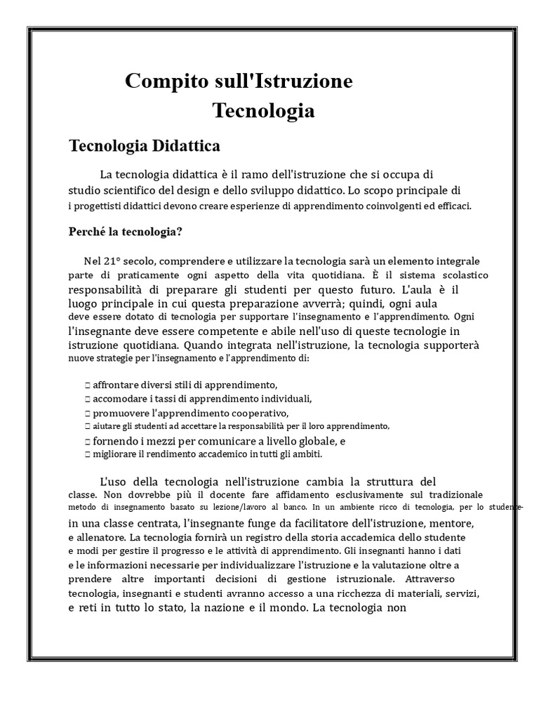 Compito Sulla Tecnologia Didattica | PDF