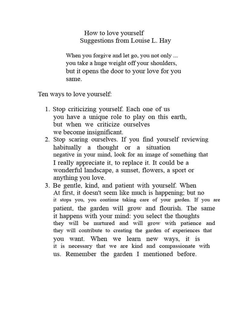 How To Love Yourself | PDF | Love | Psychology