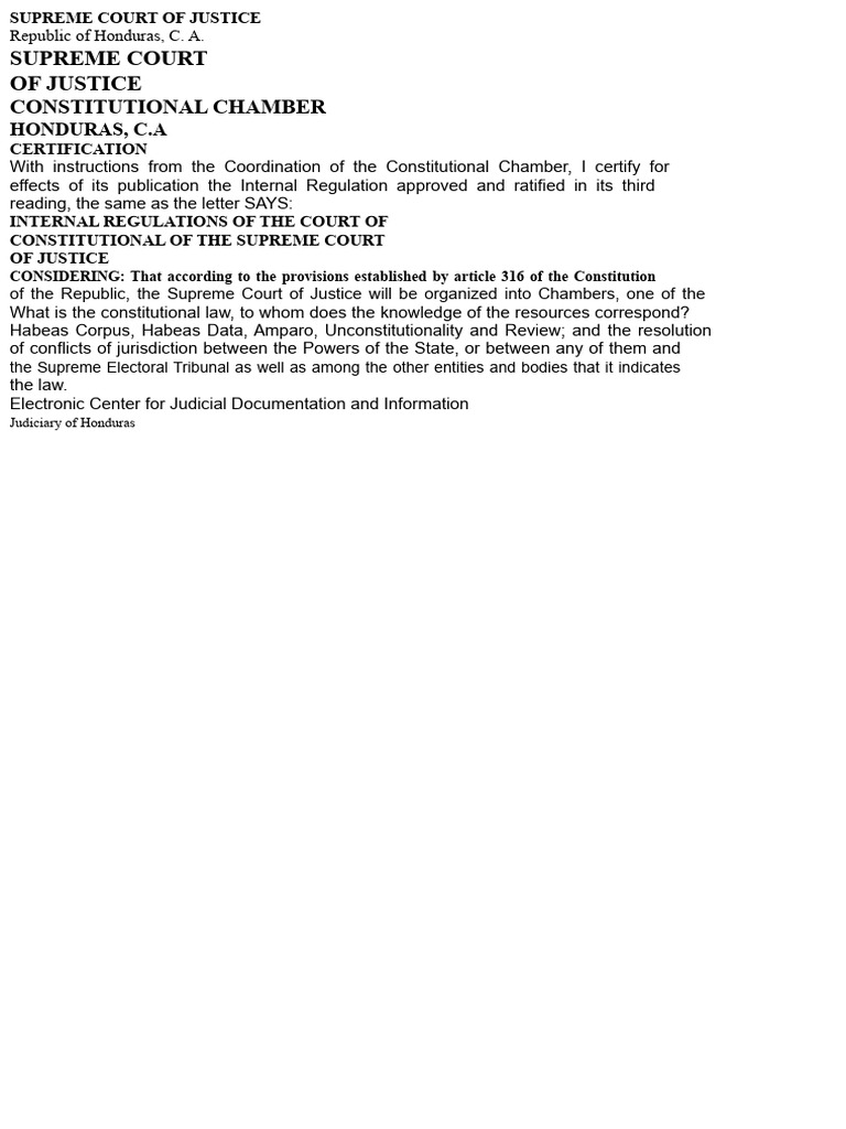 Internal Regulations of The Constitutional Chamber of The Supreme Court ...