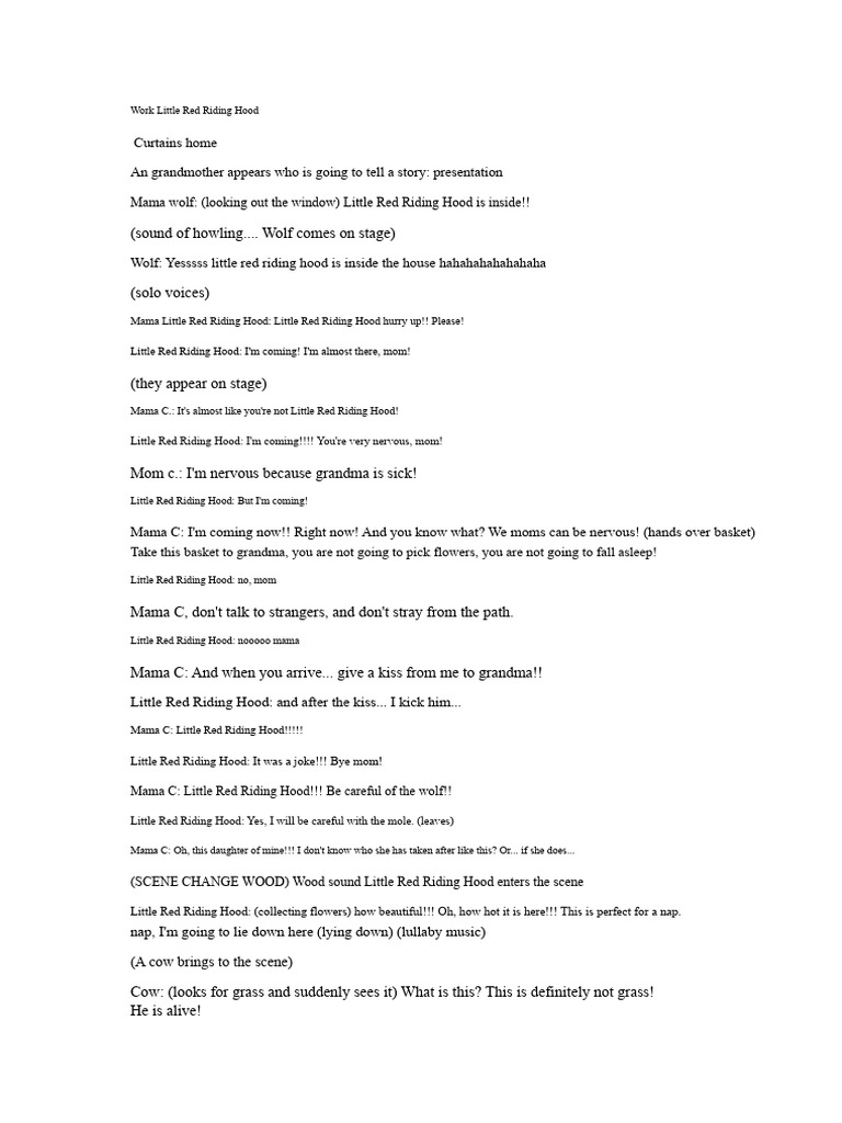 Little Red Riding Hood Script | PDF | Little Red Riding Hood