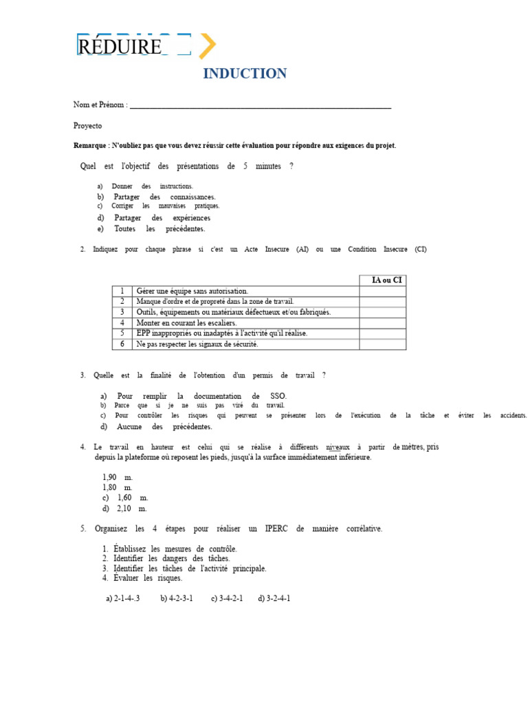 Évaluation de la Sécurité au Travail | PDF | Sécurité