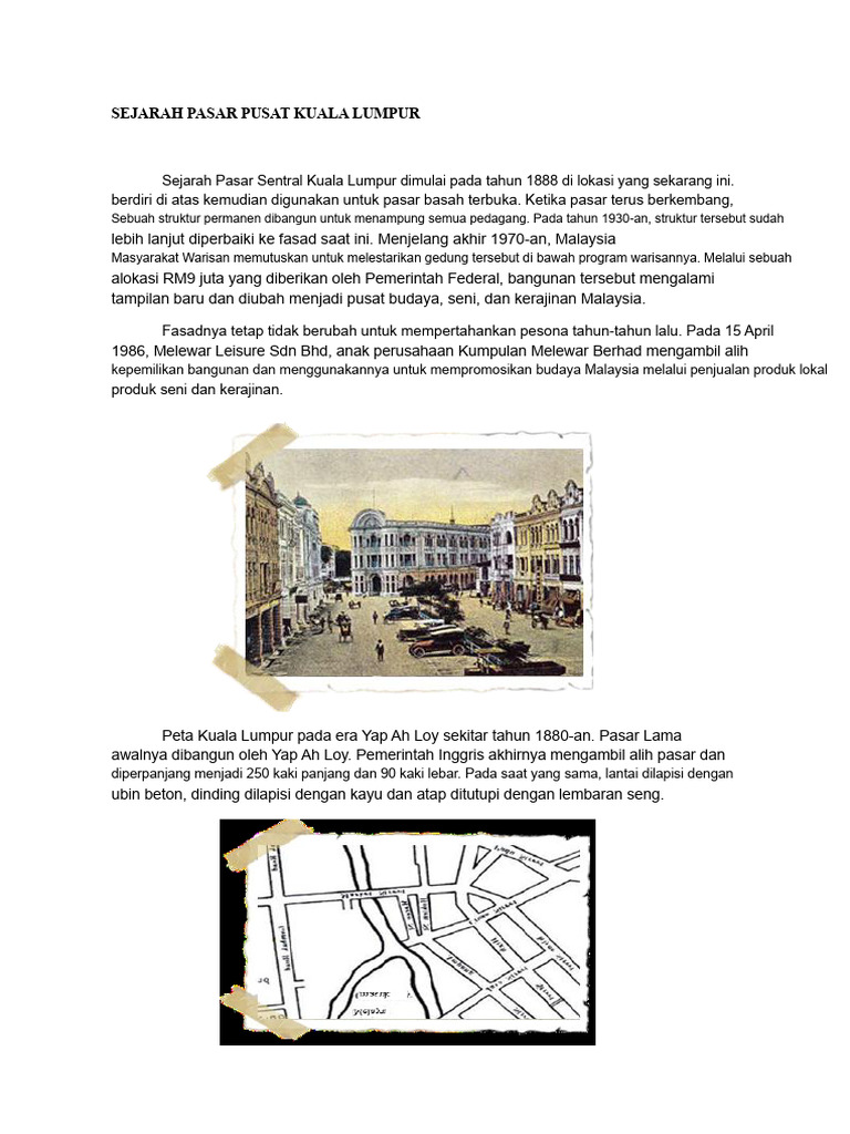 Sejarah Pasar Sentral Kuala Lumpur | PDF