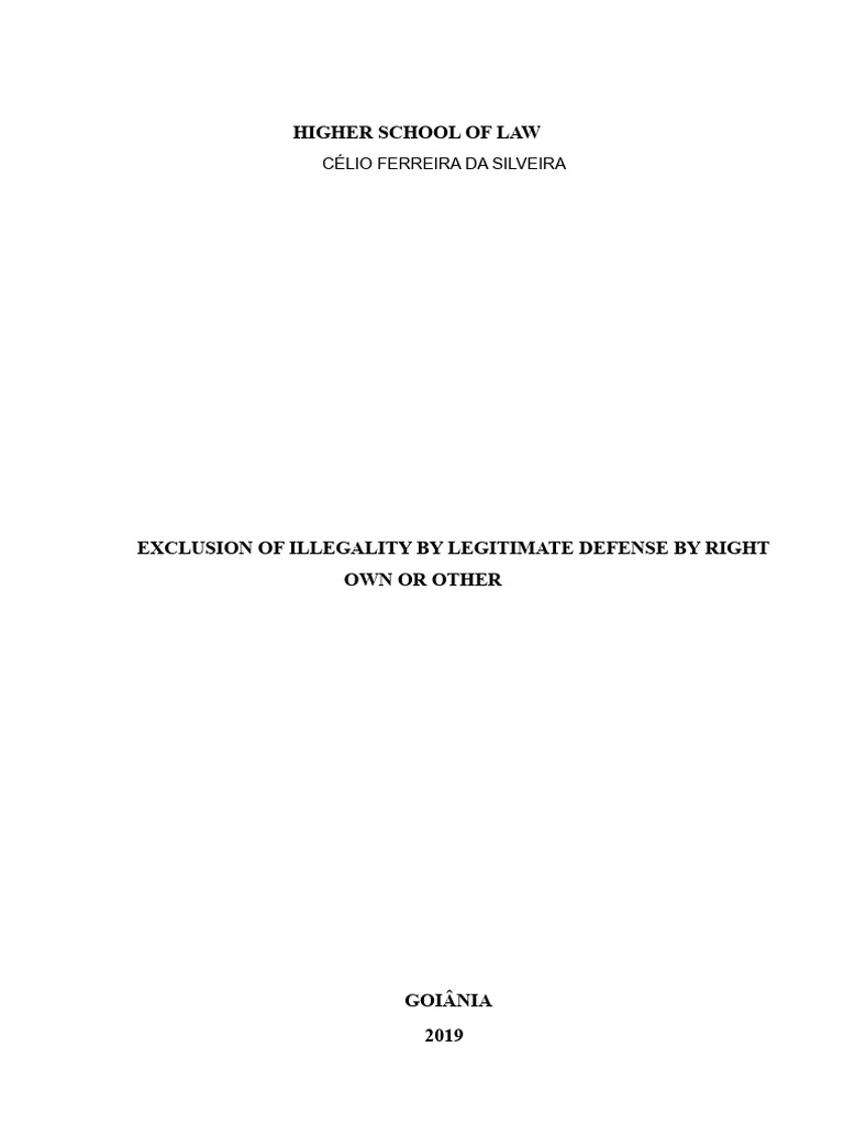 Legitimate Defense in Criminal Law Analysis | PDF | Crimes | Crime ...