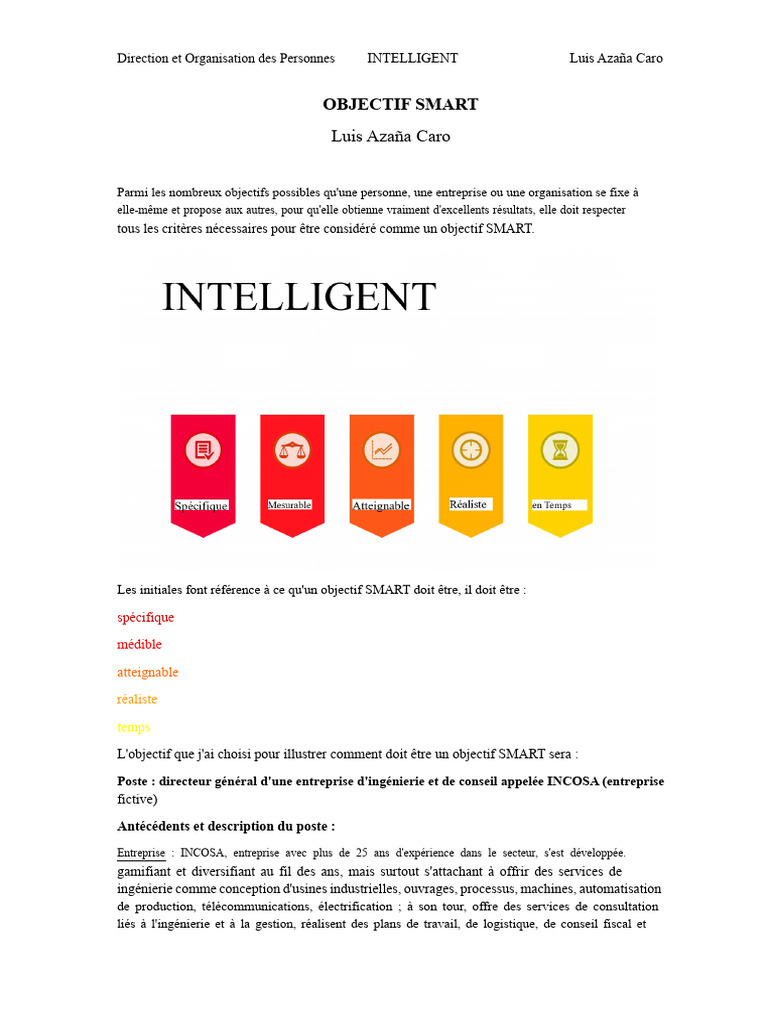 Objectif SMART pour Directeur Général | PDF | Business | Facture