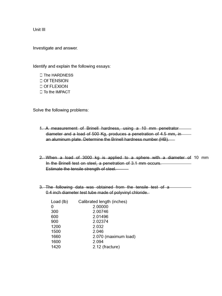 Unit III: Properties of Materials | PDF | Strength Of Materials ...
