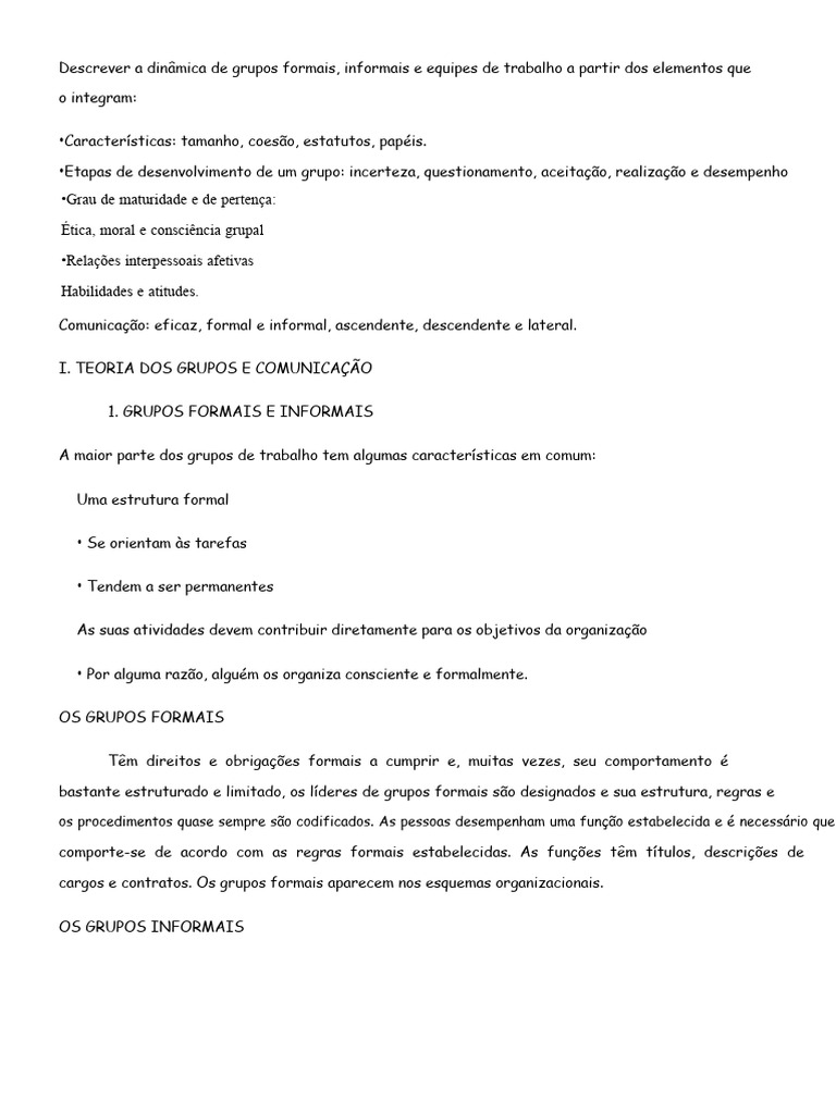 Teoria de Grupos e Comunicação | PDF | Comunicação | Liderança