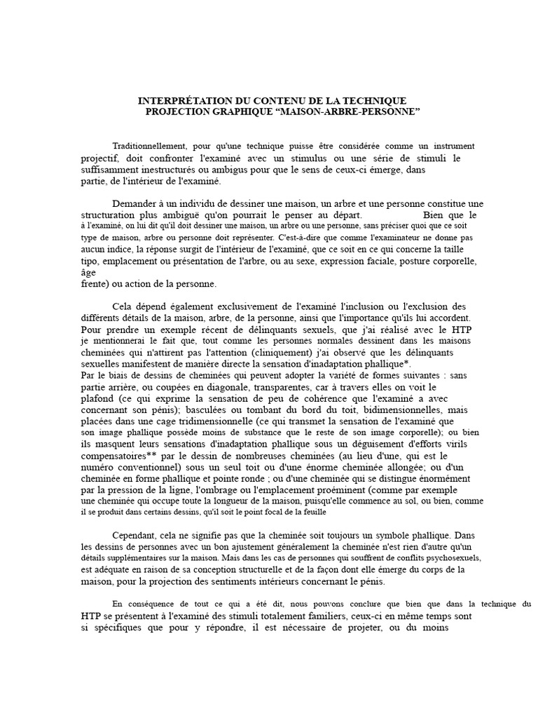 Analyse de la technique HTP en psychologie | PDF | Arbres | Perspective ...