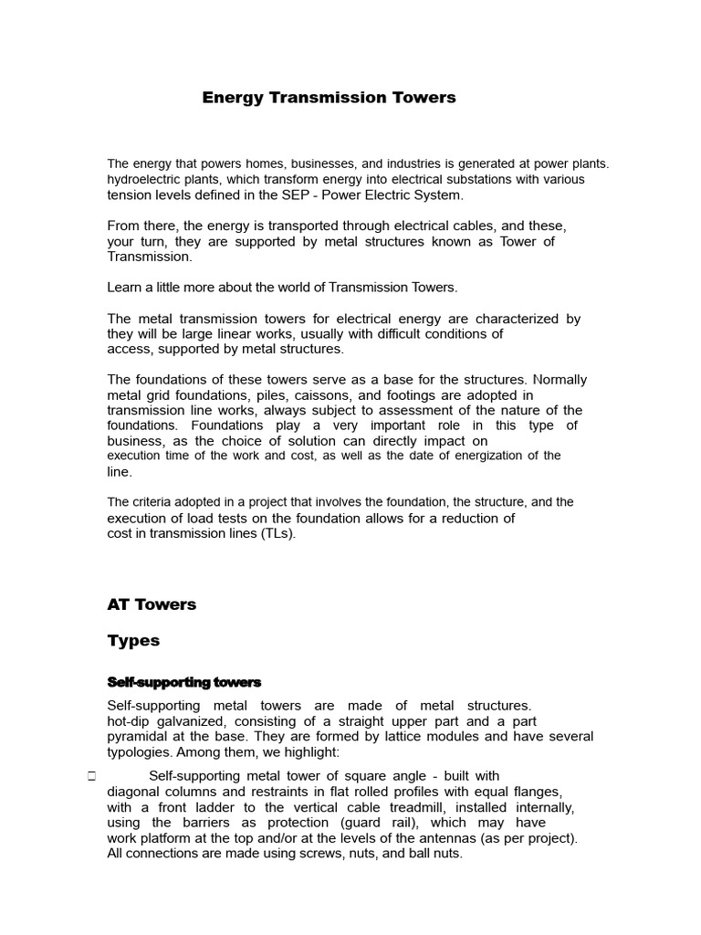 Understanding Energy Transmission Towers | PDF | Electric Power ...