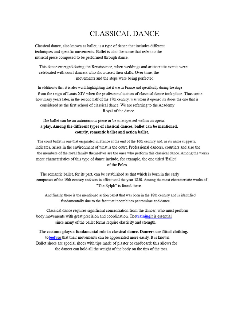 Classical Dance | PDF | Ballet | Dances