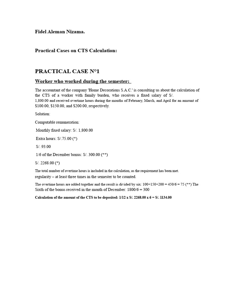 CTS Calculation with Variable Salary | PDF | Salary | Overtime