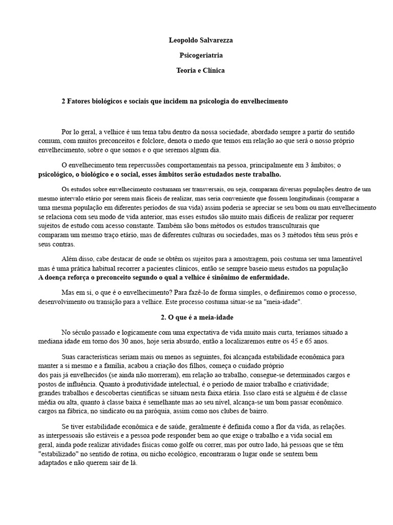 Psicologia do Envelhecimento e Meia-Idade | PDF | Envelhecimento | Morte