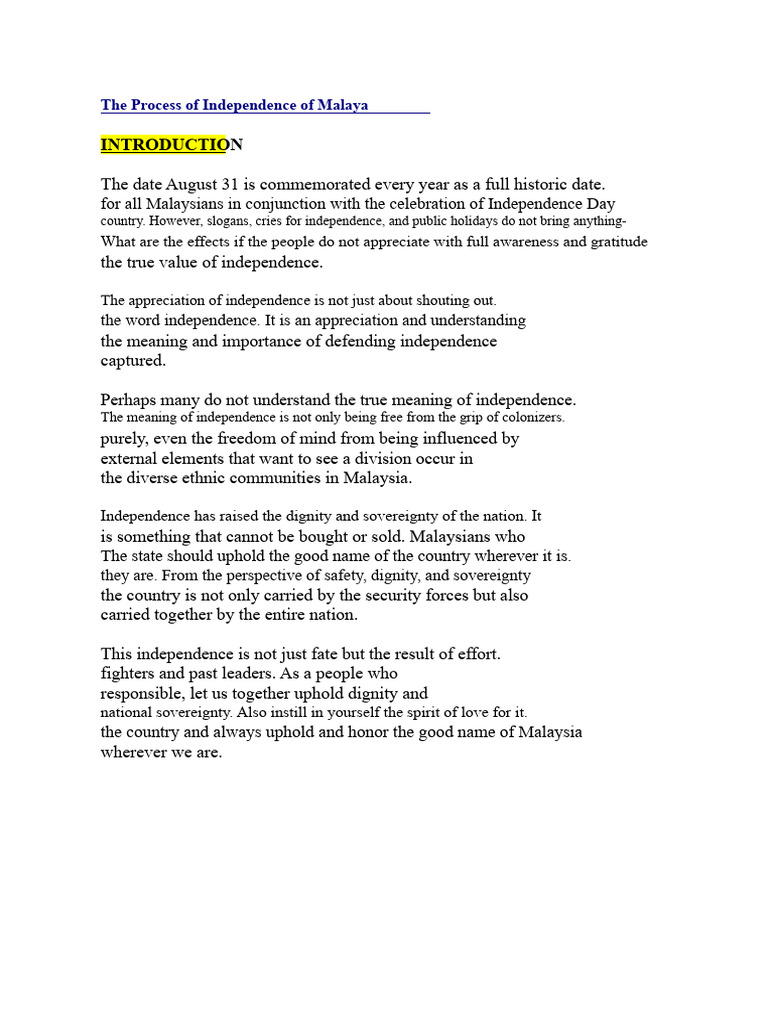 Independence Process of Malaya | PDF | Malaysia | Southeast Asia