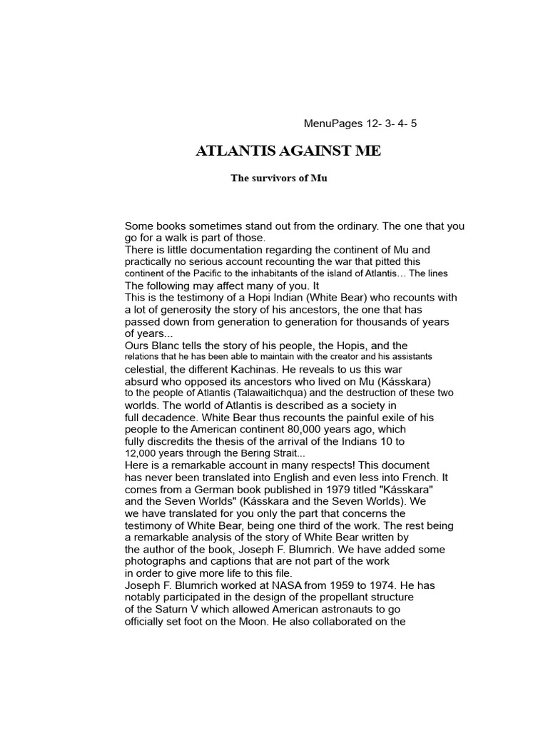 Atlantis Against MU | PDF | Knowledge | Planets
