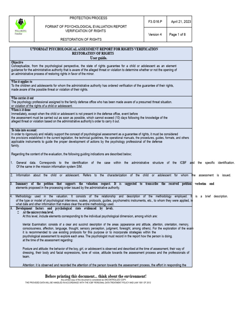 f3.g16.p Psychological Evaluation Report Format For Verification of ...