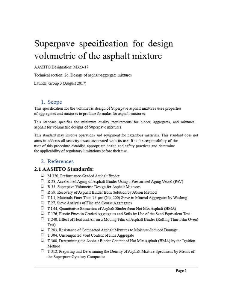 Superpave Volumetric Design Standard | PDF | Road Surface ...