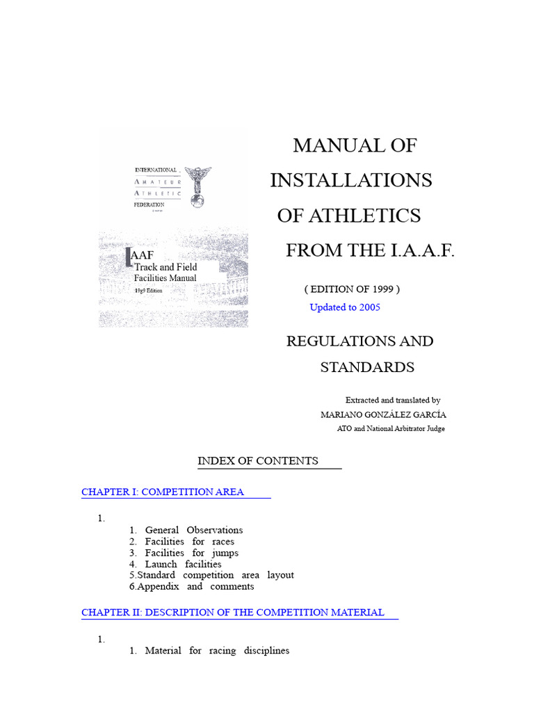 IAAF Athletics Facility Standards Guide | PDF | Track And Field | Length