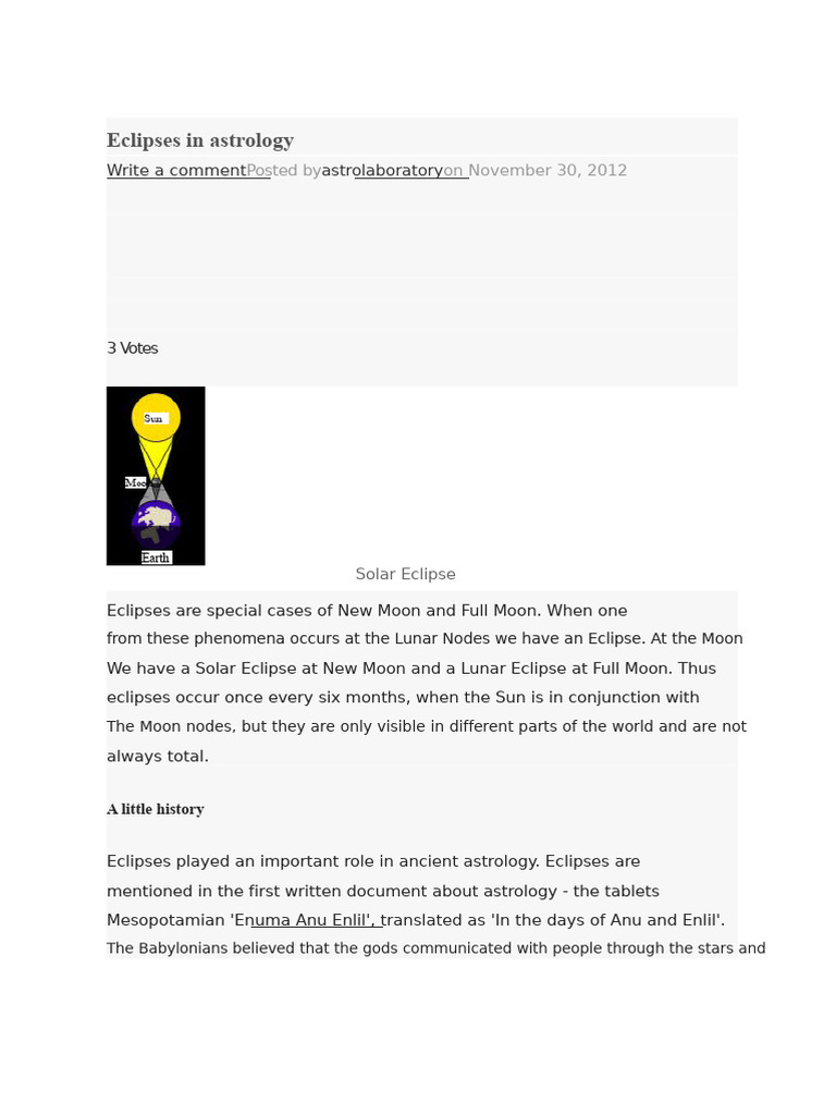 Eclipses in Astrology | PDF | Eclipse | Moon