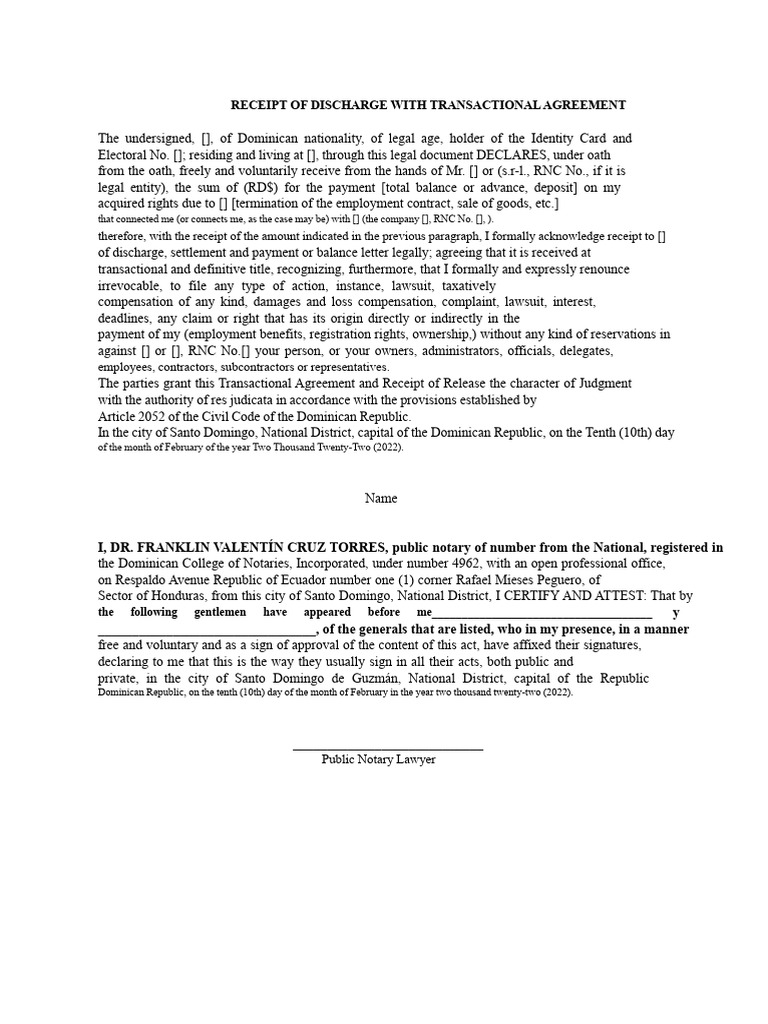 Receipt of Discharge | PDF | Employment | Receipt