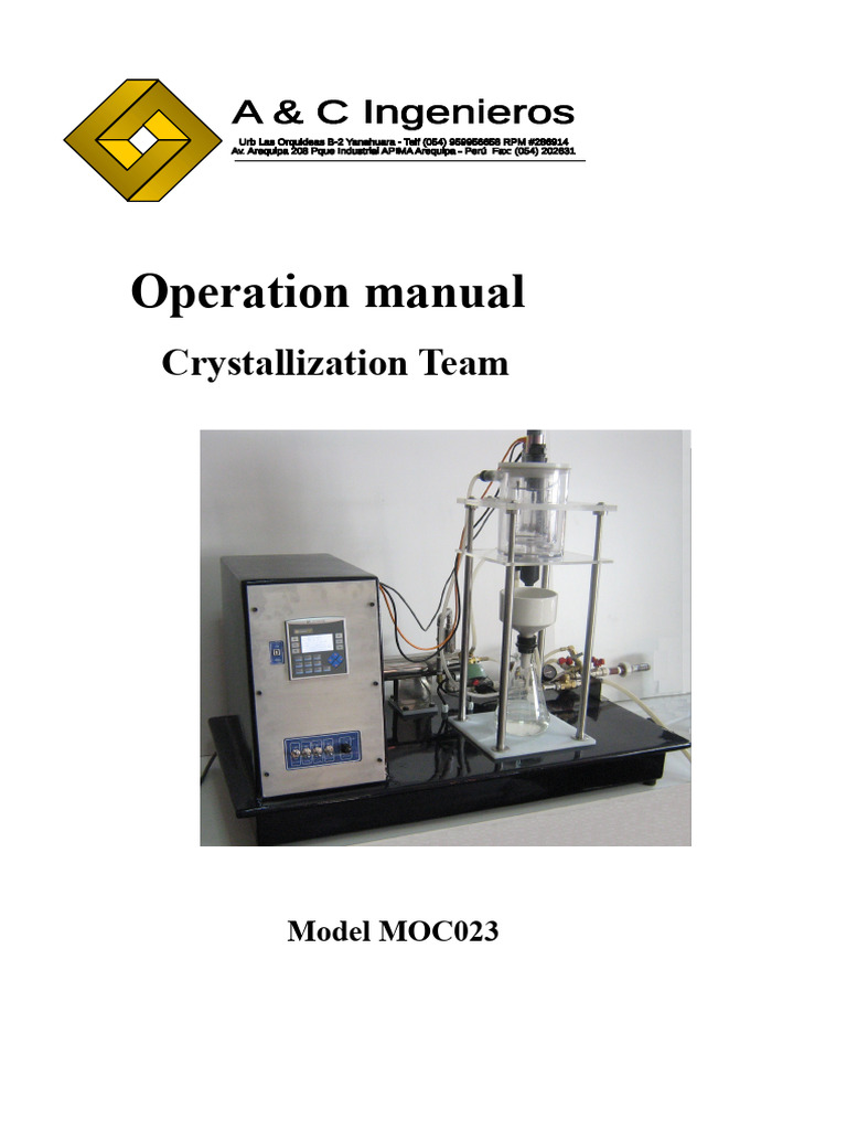 Crystallization Equipment Operation Manual | PDF | Filtration | Pump