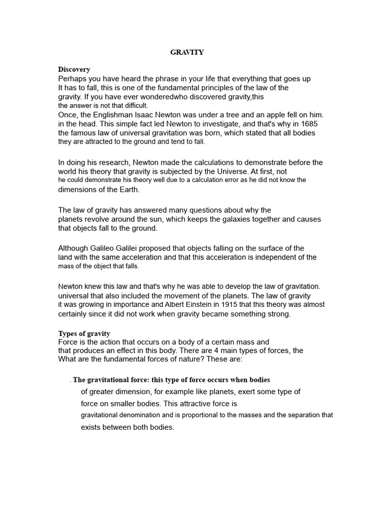 Understanding Gravity and Its Forces | PDF | Force | Fundamental ...