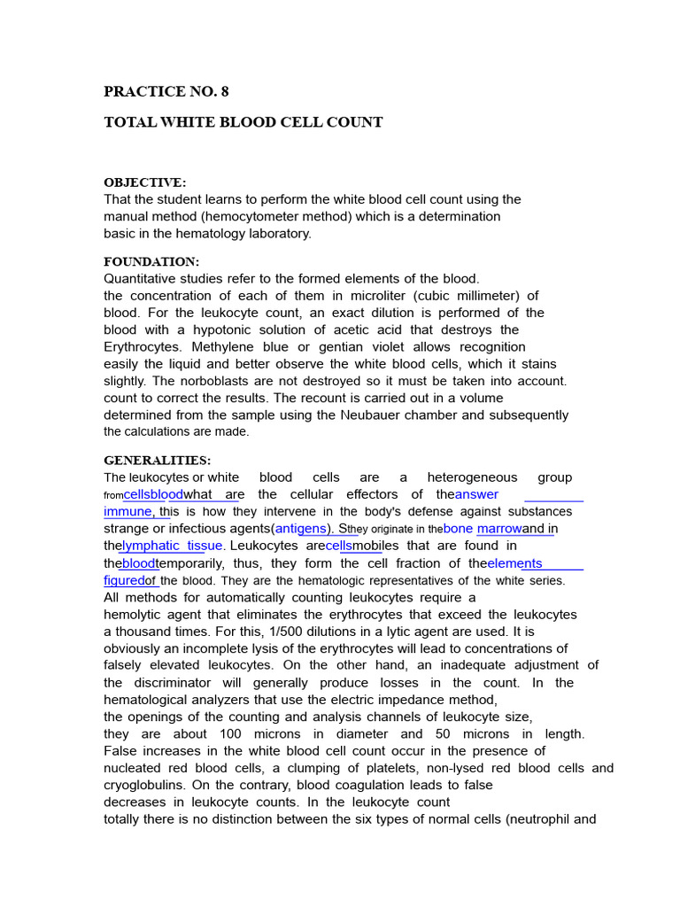 Manual White Blood Cell Count Guide | PDF | White Blood Cell | Blood Cell