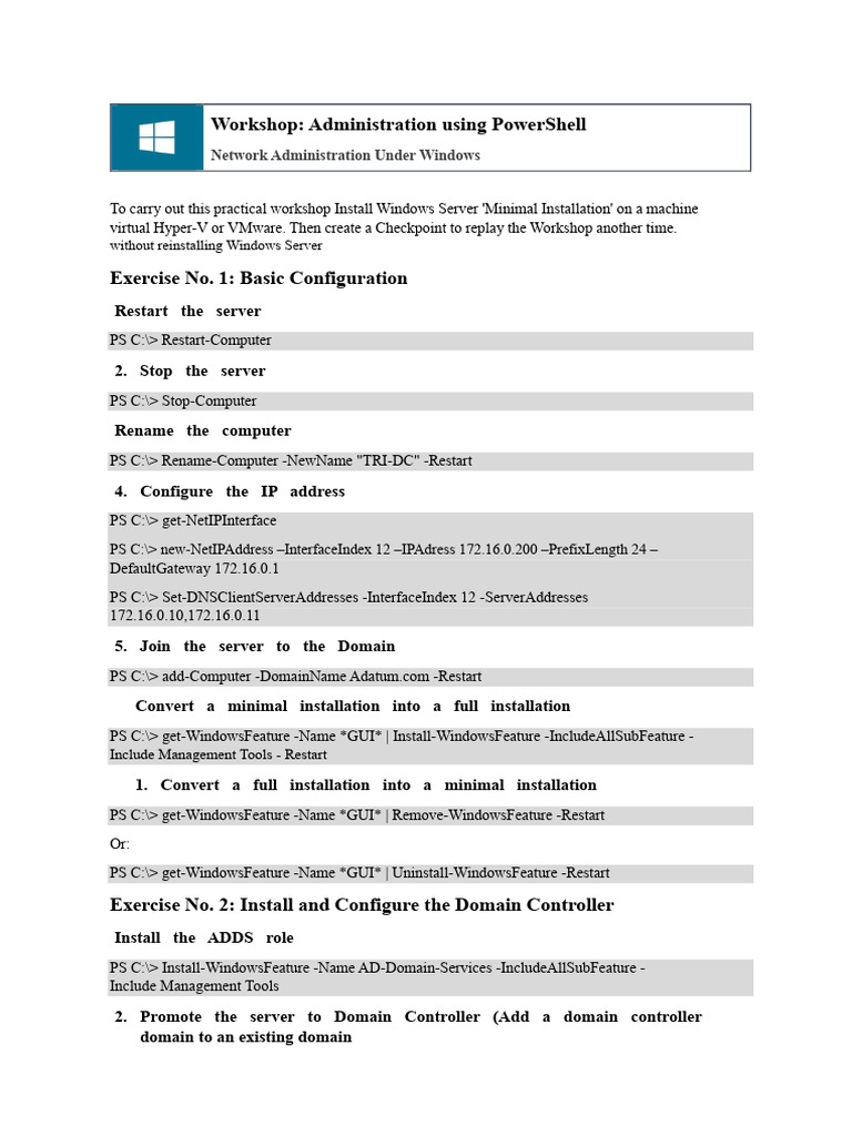 PowerShell Workshop for Windows Admins | PDF | Domain Name System ...