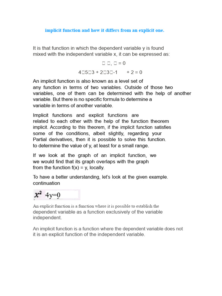 Implicit Function and How It Differs From An Explicit One | PDF