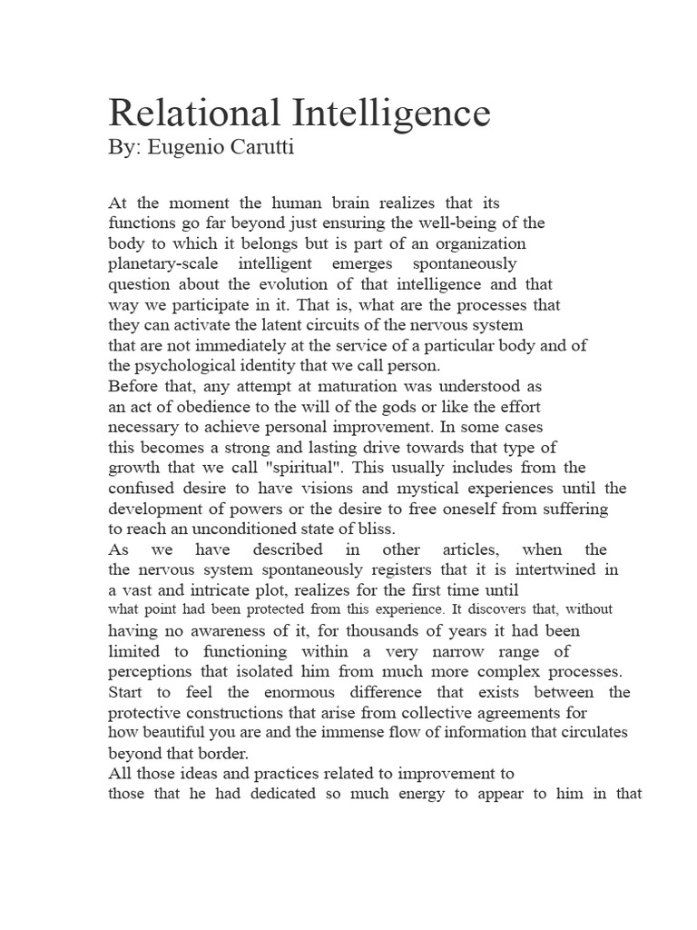 Understanding Relational Intelligence | PDF | Thought | Mind