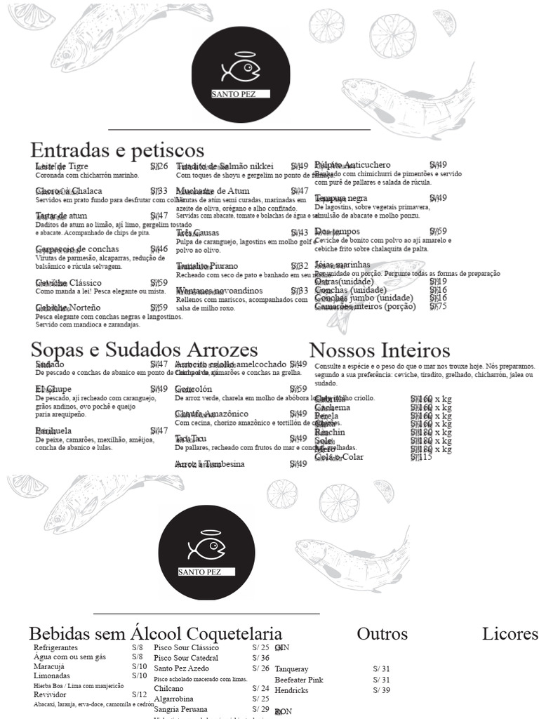 Carta Santo Peixe | PDF | Fruto do mar | Alimentos