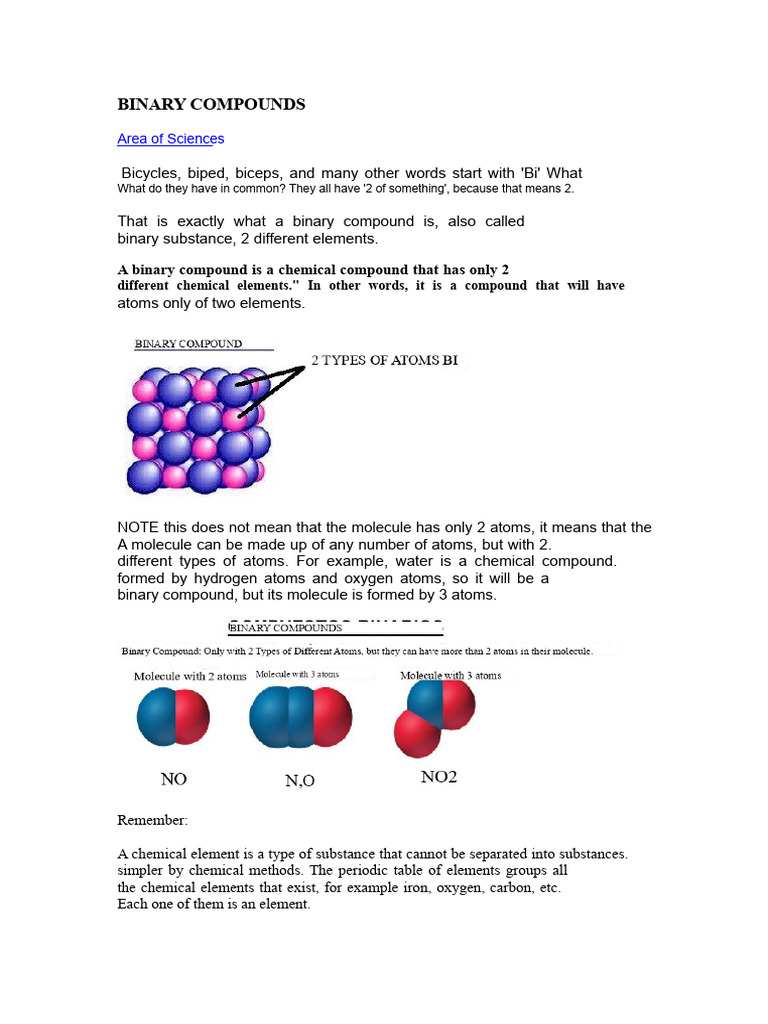 Binary Compounds | PDF | Chemical Compounds | Chemical Substances