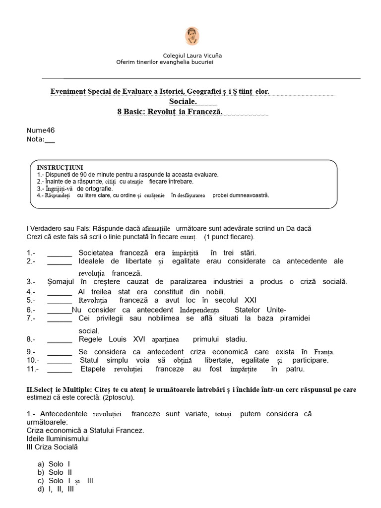 2 Test de 8 Clasa A VIII-a | PDF