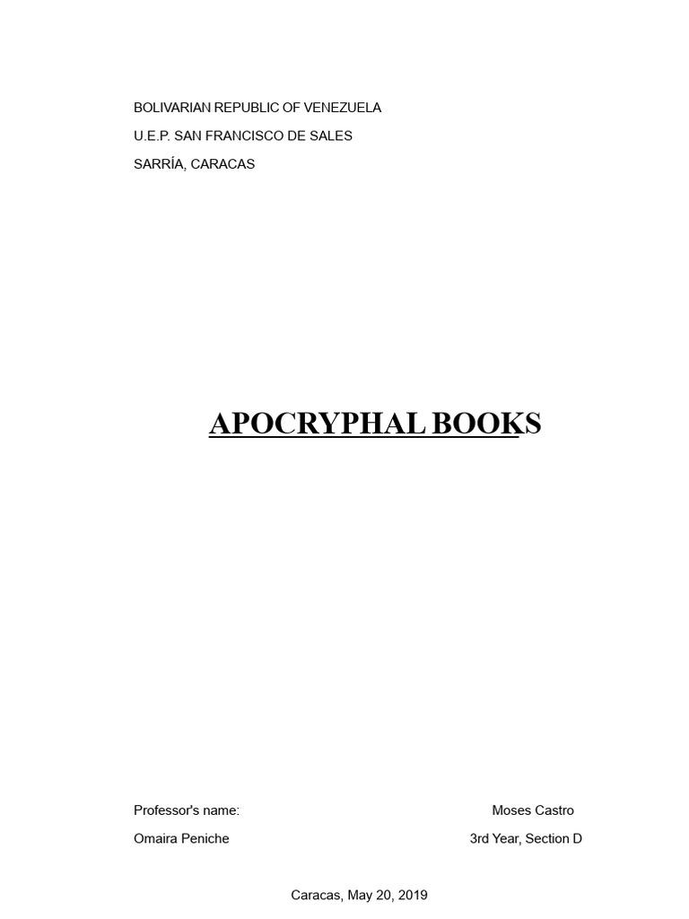 Investigation On The Apocryphal Books | PDF