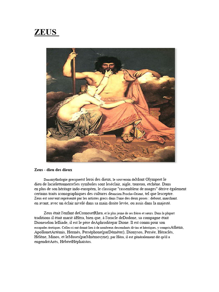 Zeus et les dieux de la mythologie grecque | PDF | Apollon | Hadès