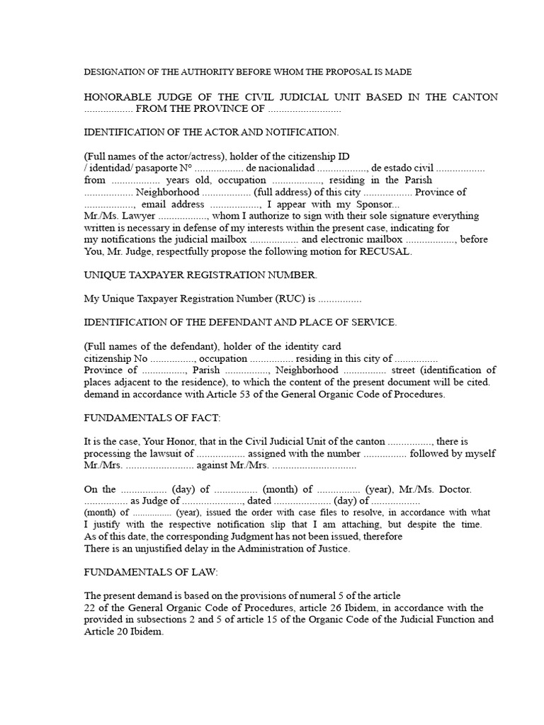 Motion for Recusal in Civil Case | PDF | Identity Document | Judge
