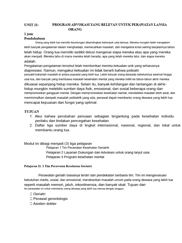 Program Advokasi Kesehatan Lansia | PDF