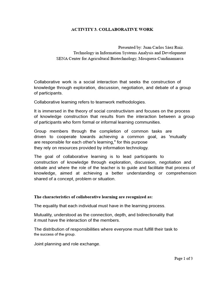 ACTIVITY 3. Collaborative Work | PDF | Constructivism (Philosophy Of ...