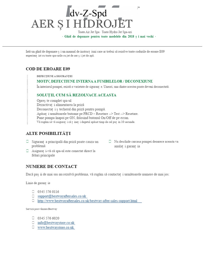 E09-Cod de Eroare-Diagnosticare | PDF