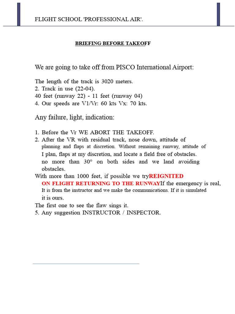Briefing Before Takeoff | PDF