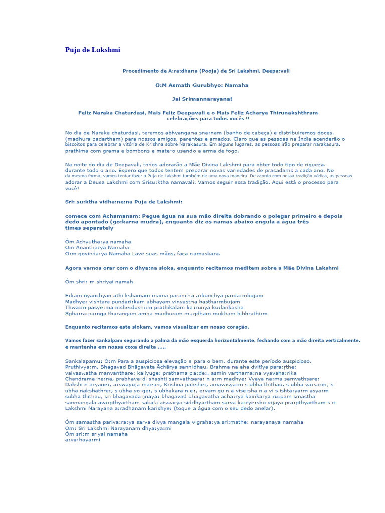 Ritual de Puja para Deusa Lakshmi | PDF | Āstika | Adoração hindu