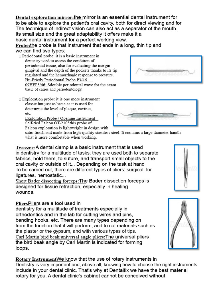 Essential Dental Instruments Guide | PDF | Periodontology | Medical ...
