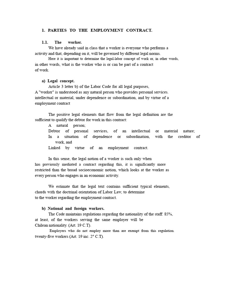 Subjects of The Employment Contract | PDF | Employment | Labour Law